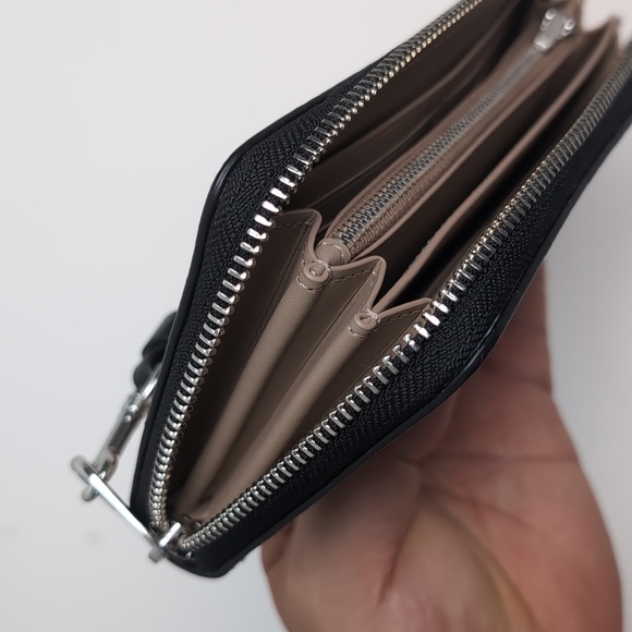 Coach CR622 Long Zip Around Wallet With Checkerboard Print BLACK( Last One) - Picture 2 of 12